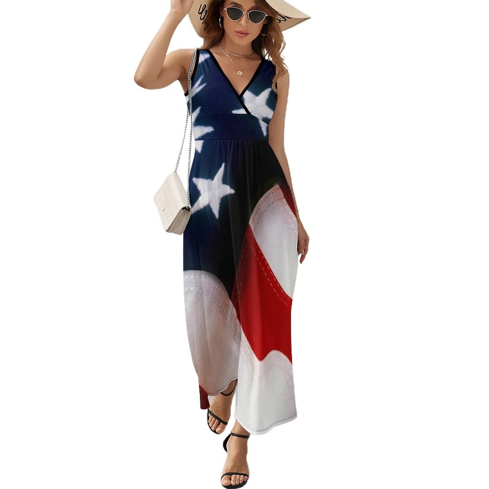 American Flag Flying Sleeveless Maxi Dresses - Power Day Sale