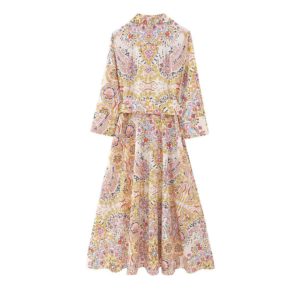 Midi Full Sleeve Belt Stylish Prints Shirt Dresses - Image 7