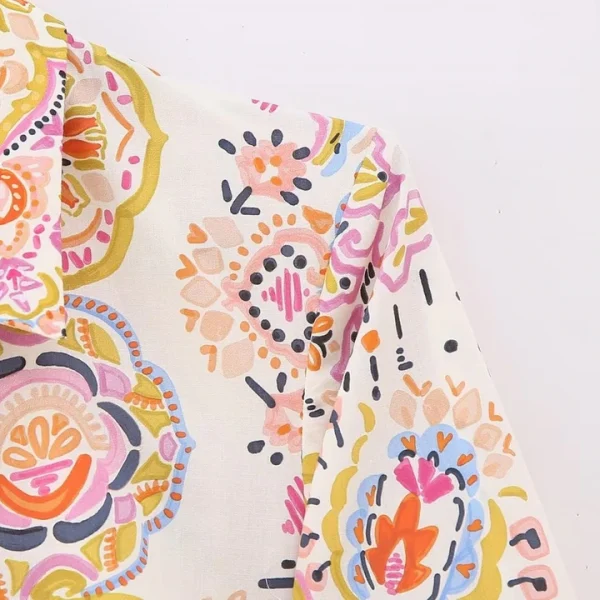 Midi Full Sleeve Belt Stylish Prints Shirt Dresses - Image 3