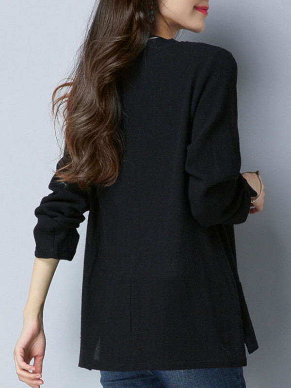 Vintage V-Neck Button Pocket Long Sleeve Cardigan Shirt - Power Day Sale