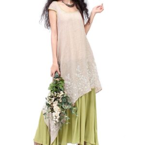 Vintage Dress Floral Embroidery Maxi Dress - Image 3