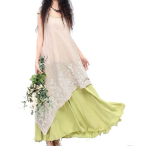Vintage Dress Floral Embroidery Maxi Dress - Image 5