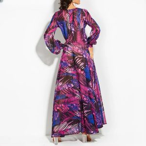 Vintage Tropical Beach Casual Lace Up Tunic Draped Vintage Maxi Dresses - Image 6