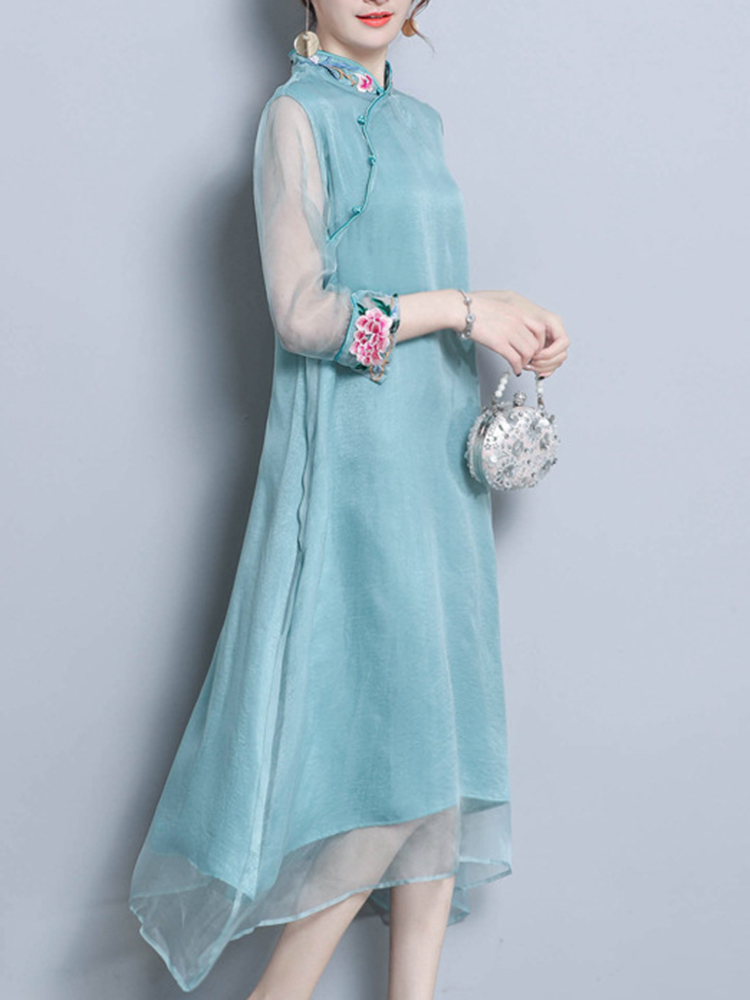 Vintage Embroidery Patchwork Irregular Dress - Power Day Sale