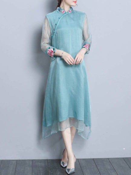 Vintage Embroidery Patchwork Irregular Dress - Power Day Sale