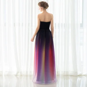 Elegant Colorful Long A Line Chiffon Floor Length Formal Evening Party Gown - Image 5