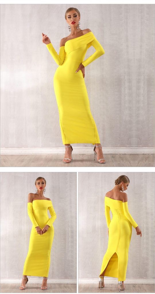 Women Bandage Off Shoulder Evening Party Maxi Dress - Power Day Sale