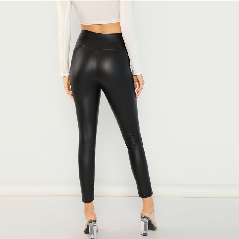 Modern Lady Casual Exposed Zip Front Skinny Solid Leggings - Power Day Sale