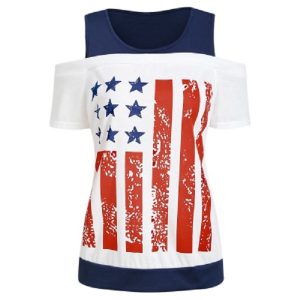 American Flag Cold Shoulder Top