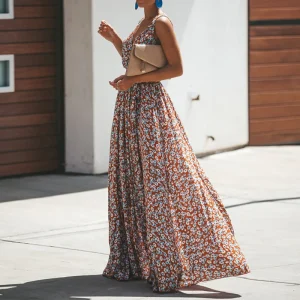 Floral Print Maxi Dresses Bohemian Hippie Beach Long Dress - Image 3