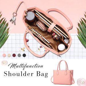 Women Casual Shopping Multifunction Handbag Solid Shoulder Bag - Image 3