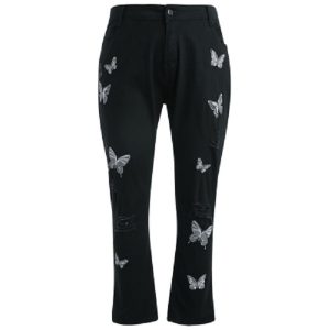 Ripped Butterfly Embroidery Jeans - Image 7