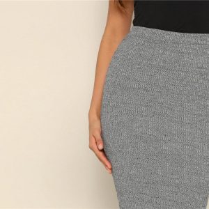 Womens Basics Elegant Office Lady High Waist Sexy Long Skirt - Image 5
