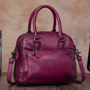 Brenice Women Genuine Leather Vintage Boston Bag Handbag Crossbody Bag - Image 16