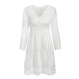 Elegant Embroidery Lace Midi Dress - Image 6