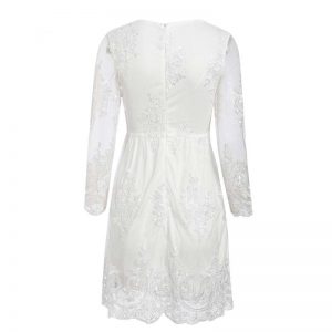 Elegant Embroidery Lace Midi Dress - Image 7