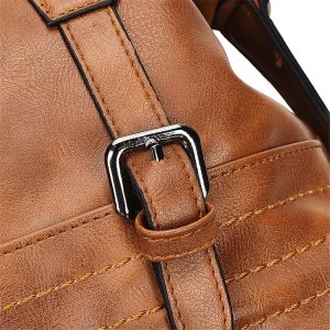 Vintage PU Leather Boston Handbag Shoulder Bag Crossbody Bags For Women - Image 2