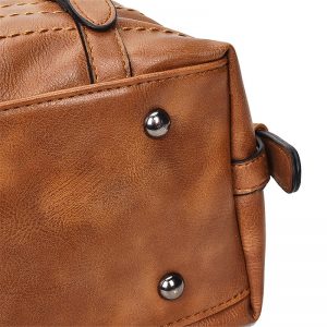 Vintage PU Leather Boston Handbag Shoulder Bag Crossbody Bags For Women - Image 5