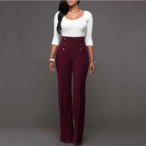 Wide Leg Office Lady Formal Business Workwear High Waist Elegant Pants - Image 4