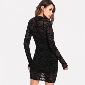 Women Sexy Transparent Sheer  Bodycon Party Dress Overlay 2 In 1 Dress - Image 2