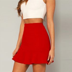 Womens High Waist High Street Sheath Mini Skirt