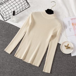 Casual Long Sleeve Jumper Female Slim Pure Sweater Tops - Image 10