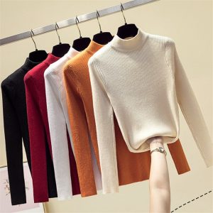 Casual Long Sleeve Jumper Female Slim Pure Sweater Tops - Image 2
