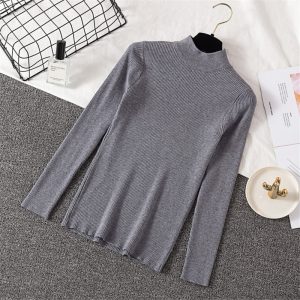 Casual Long Sleeve Jumper Female Slim Pure Sweater Tops - Image 8