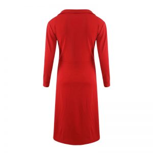 Elegant Deep V-Neck Solid Long Sleeve Slim Party Dress - Image 5