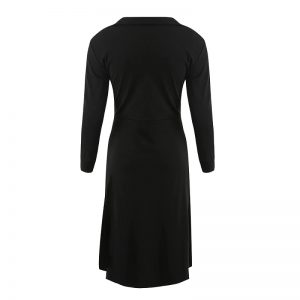Elegant Deep V-Neck Solid Long Sleeve Slim Party Dress - Image 7