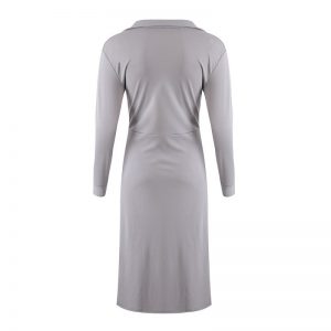 Elegant Deep V-Neck Solid Long Sleeve Slim Party Dress - Image 9