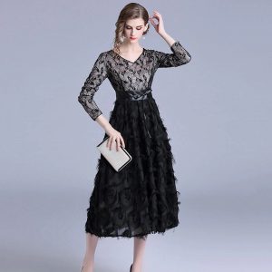 Elegant lace office work midi dress - Image 2