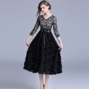 Elegant lace office work midi dress - Image 5