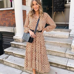 Vintage Bohemian Floral print  Elegant Office Lady Dress