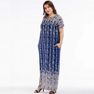 Plus Size Short sleeve O-Neck Floor-Length maxi Dress - Image 4