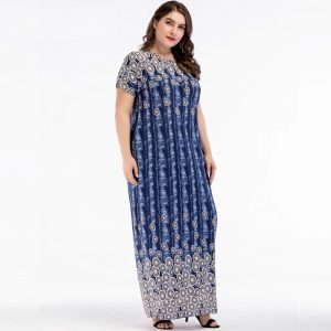 Plus Size Short sleeve O-Neck Floor-Length maxi Dress - Image 5