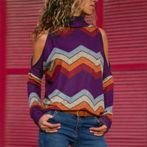 Striped Loose Casual Sweater Ladies Jumpers Top - Image 14
