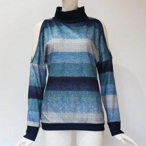 Striped Loose Casual Sweater Ladies Jumpers Top - Image 18