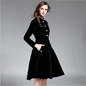 Warm Velvet Slim long-sleeved Knee-Length dress - Image 3