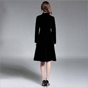 Warm Velvet Slim long-sleeved Knee-Length dress - Image 4