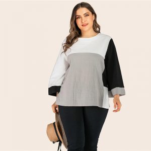 Bell Sleeve Casual Abaya Plus Size Blouses - Image 2