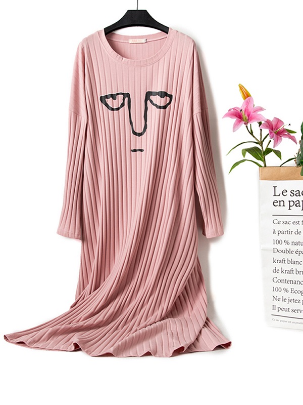 Cartoon Emoticon Print Leisure Nightgown