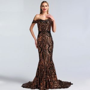 African Sequined Sleeveless Mermaid Luxury Prom Gowns