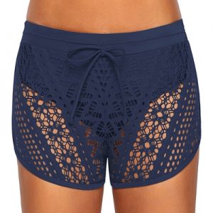 Plus Size Openwork Elastic Waist Shorts
