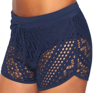 Plus Size Openwork Elastic Waist Shorts - Image 2