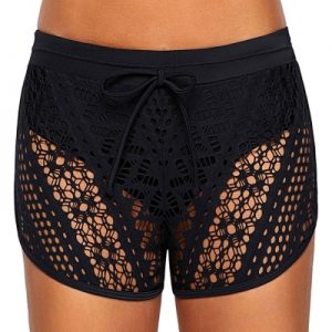 Plus Size Openwork Elastic Waist Shorts - Image 5