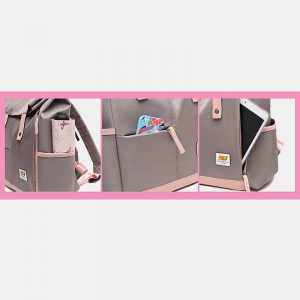 Canvas Multifunction Waterproof Casual Patchwork Backpack - Image 6