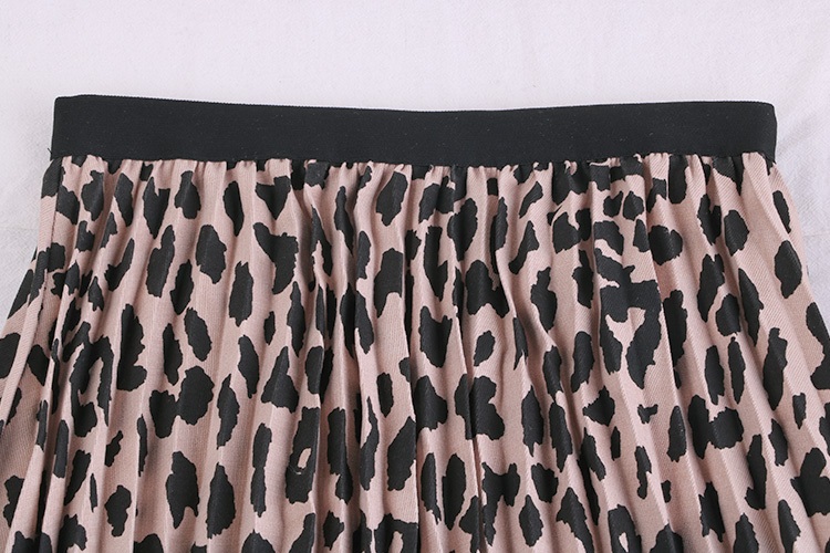 Leopard Pleated A Line Long Skirt - Power Day Sale