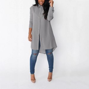 Sexy Loose Irregular Leisure  Chiffon Shirts - Image 5