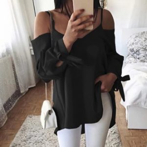 Sexy V-neck Off Shoulder Blouse - Image 3